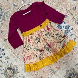 Boden Styled Baby Toddler Girls XS Woodland Forest Floral Ruffle Dress